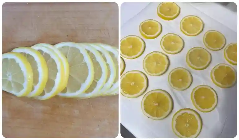 레몬을 얇게 슬라이스로 썰어준다.