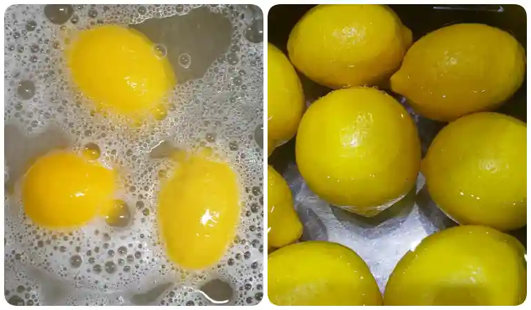 세제를 이용해 레몬을 딱고 깨긋한 물에 헹군다
